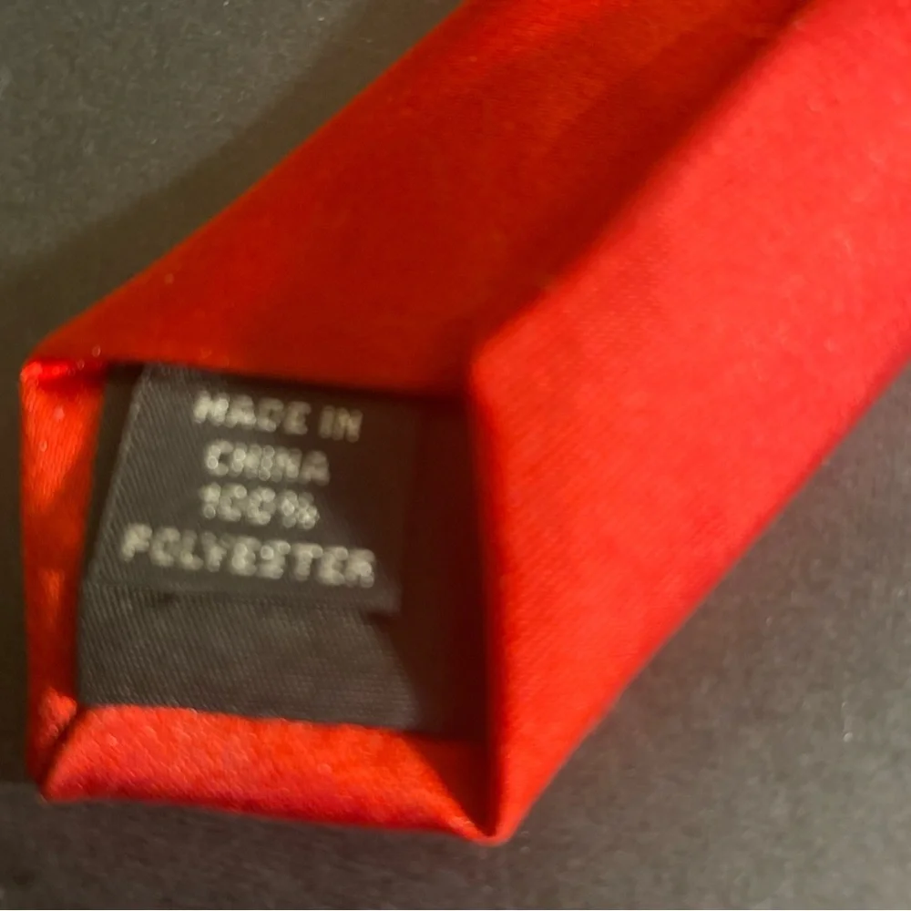 Bespoke‎ Men’s Solid Red Skinny Power Tie 100% Polyester Satin Look